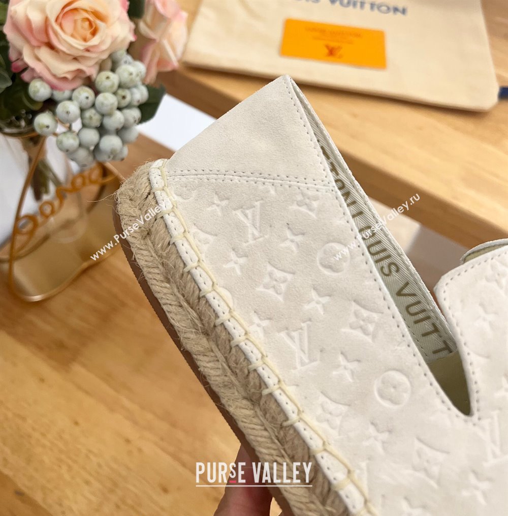 Louis Vuitton Starboard Flat Espadrilles in Monogram Velvet White 2024 0125 (HB-240125084)