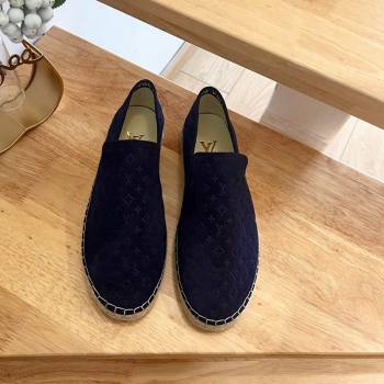 Louis Vuitton Starboard Flat Espadrilles in Monogram Velvet Navy Blue 2024 0125 (HB-240125085)