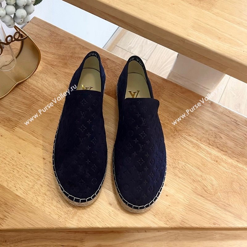 Louis Vuitton Starboard Flat Espadrilles in Monogram Velvet Navy Blue 2024 0125 (HB-240125085)