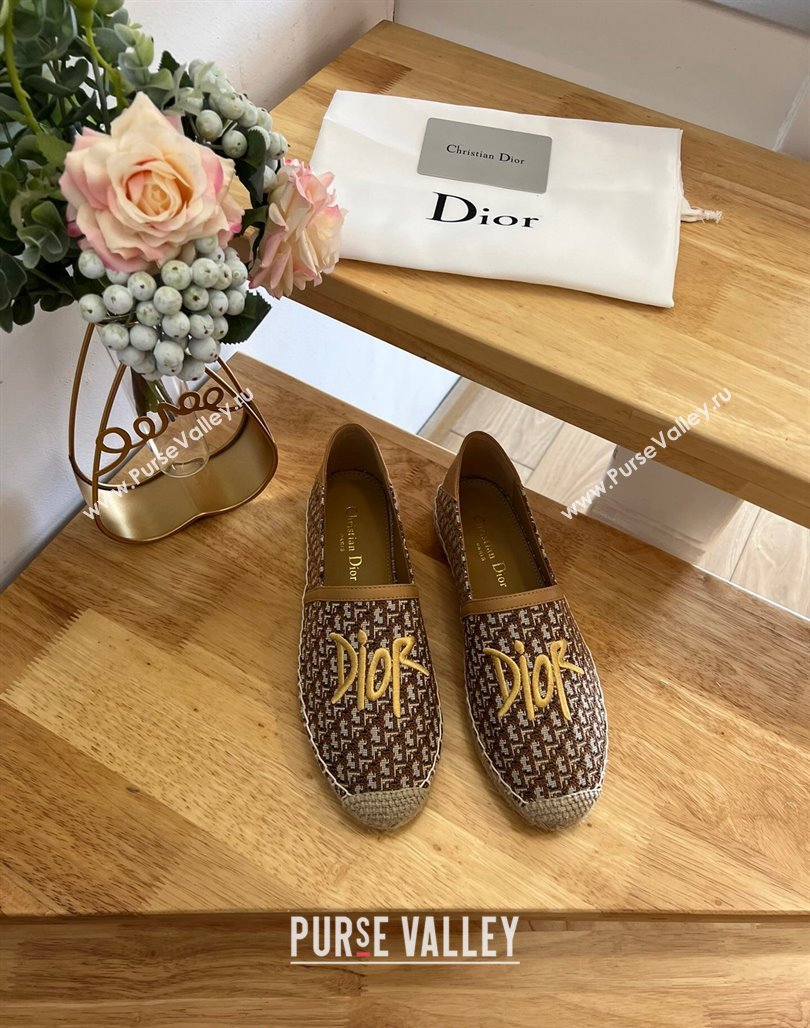 Dior Flat Espadrilles in Denim Embroidery Brown 2024 0125 (HB-240125089)