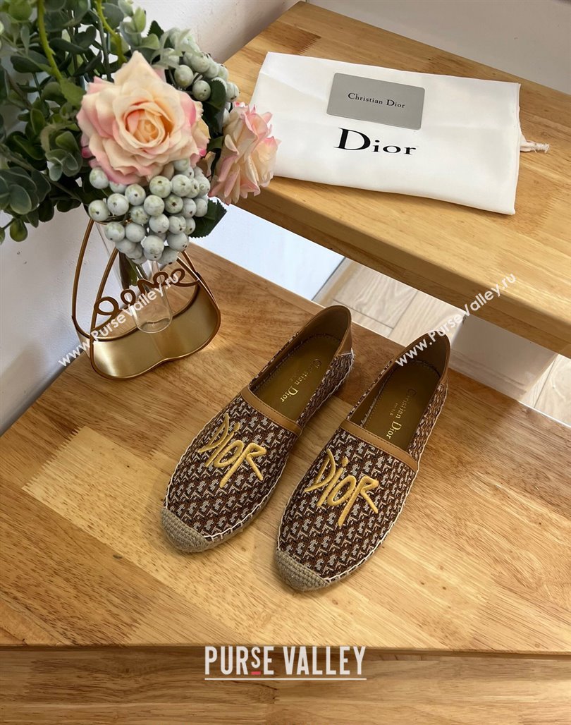 Dior Flat Espadrilles in Denim Embroidery Brown 2024 0125 (HB-240125089)