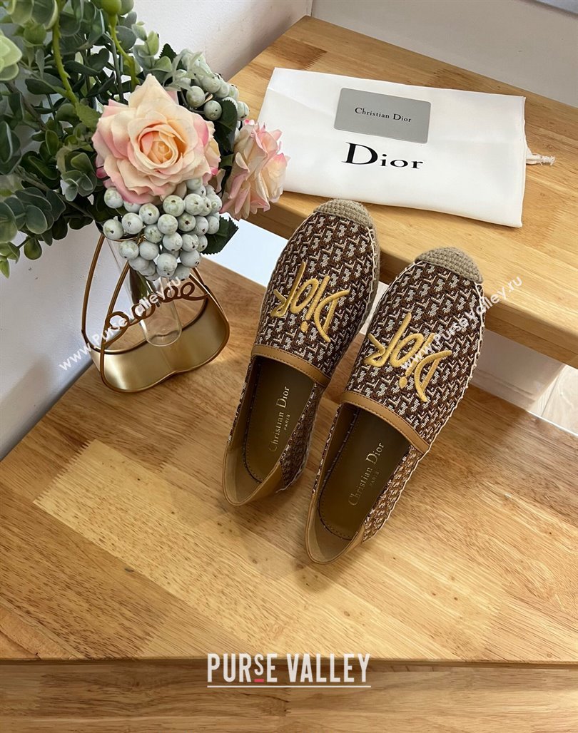 Dior Flat Espadrilles in Denim Embroidery Brown 2024 0125 (HB-240125089)