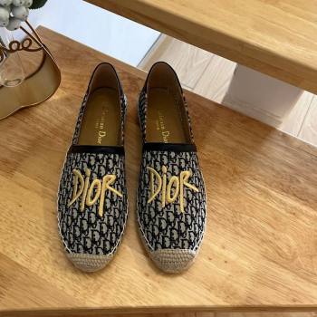 Dior Flat Espadrilles in Denim Embroidery Blue 2024 0125 (HB-240125090)