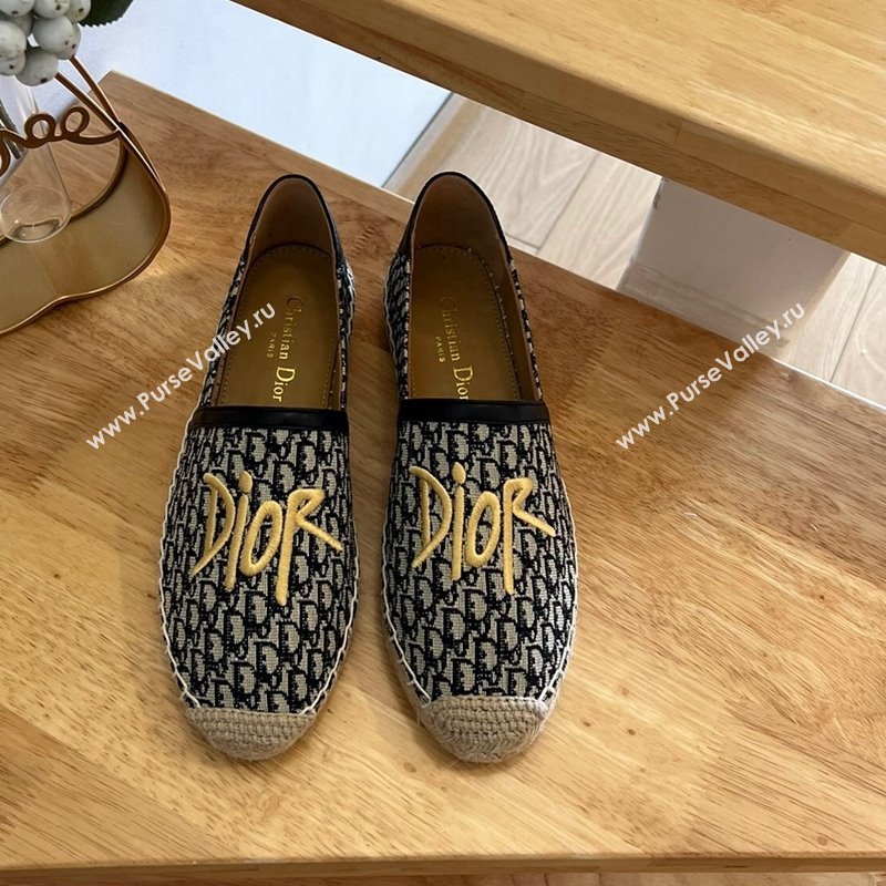 Dior Flat Espadrilles in Denim Embroidery Blue 2024 0125 (HB-240125090)