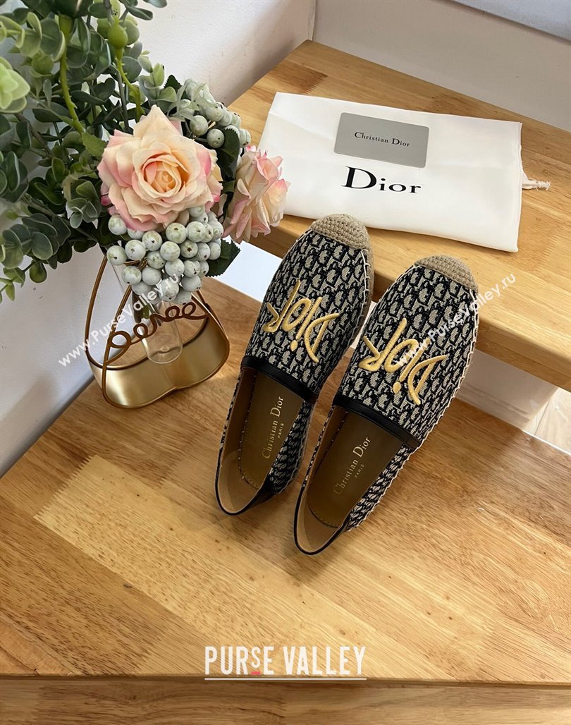 Dior Flat Espadrilles in Denim Embroidery Blue 2024 0125 (HB-240125090)