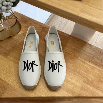 Dior Flat Espadrilles in Embroidered Calfskin White 2024 0125 (HB-240125091)