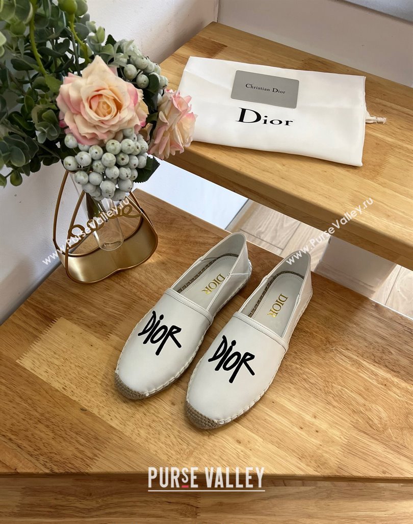 Dior Flat Espadrilles in Embroidered Calfskin White 2024 0125 (HB-240125091)