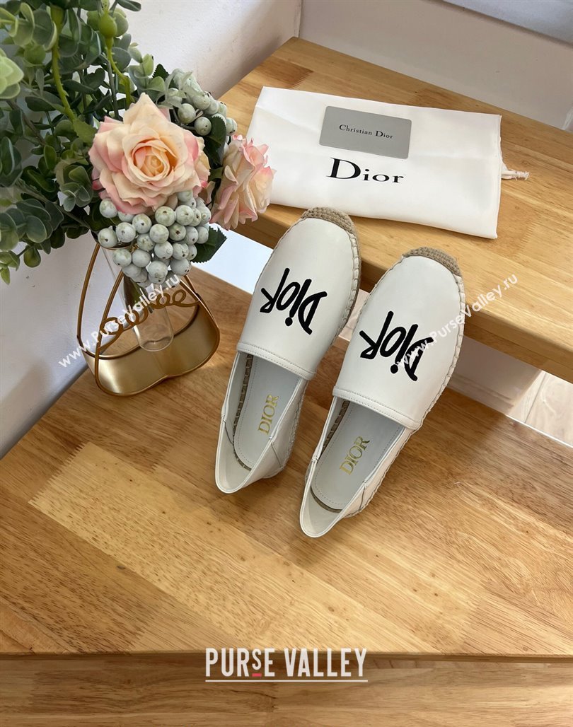 Dior Flat Espadrilles in Embroidered Calfskin White 2024 0125 (HB-240125091)