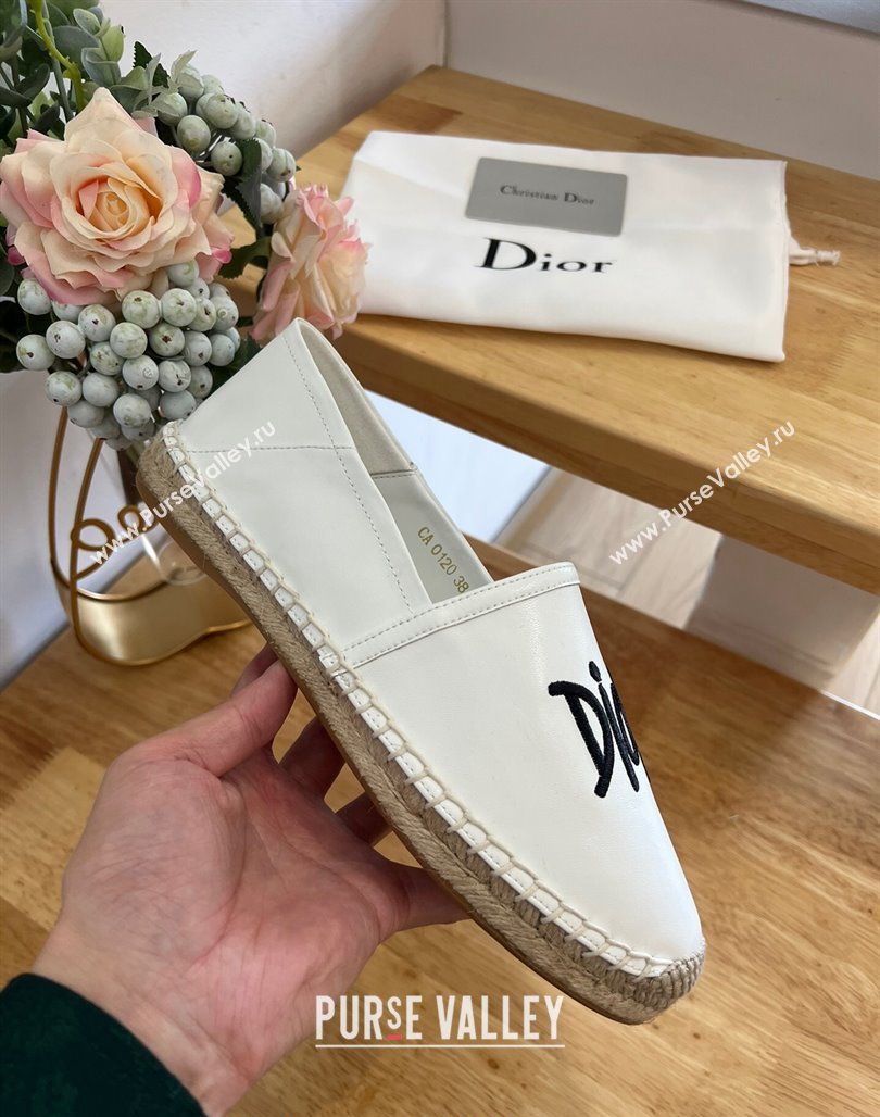 Dior Flat Espadrilles in Embroidered Calfskin White 2024 0125 (HB-240125091)