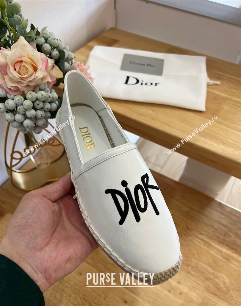 Dior Flat Espadrilles in Embroidered Calfskin White 2024 0125 (HB-240125091)