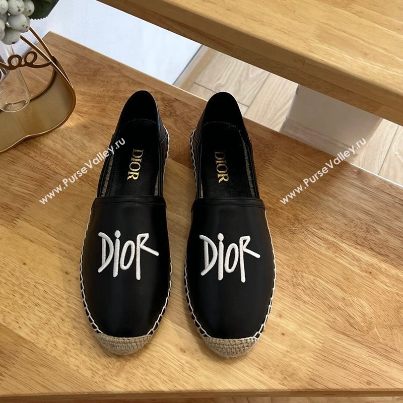 Dior Flat Espadrilles in Embroidered Calfskin Black 2024 0125 (HB-240125092)