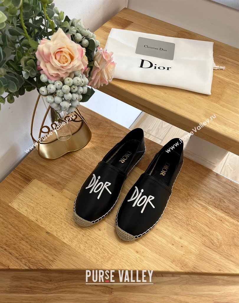 Dior Flat Espadrilles in Embroidered Calfskin Black 2024 0125 (HB-240125092)