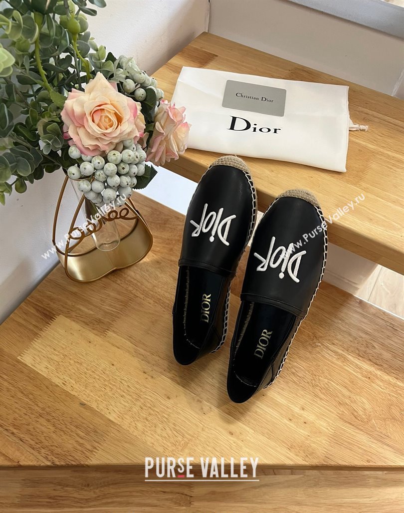 Dior Flat Espadrilles in Embroidered Calfskin Black 2024 0125 (HB-240125092)