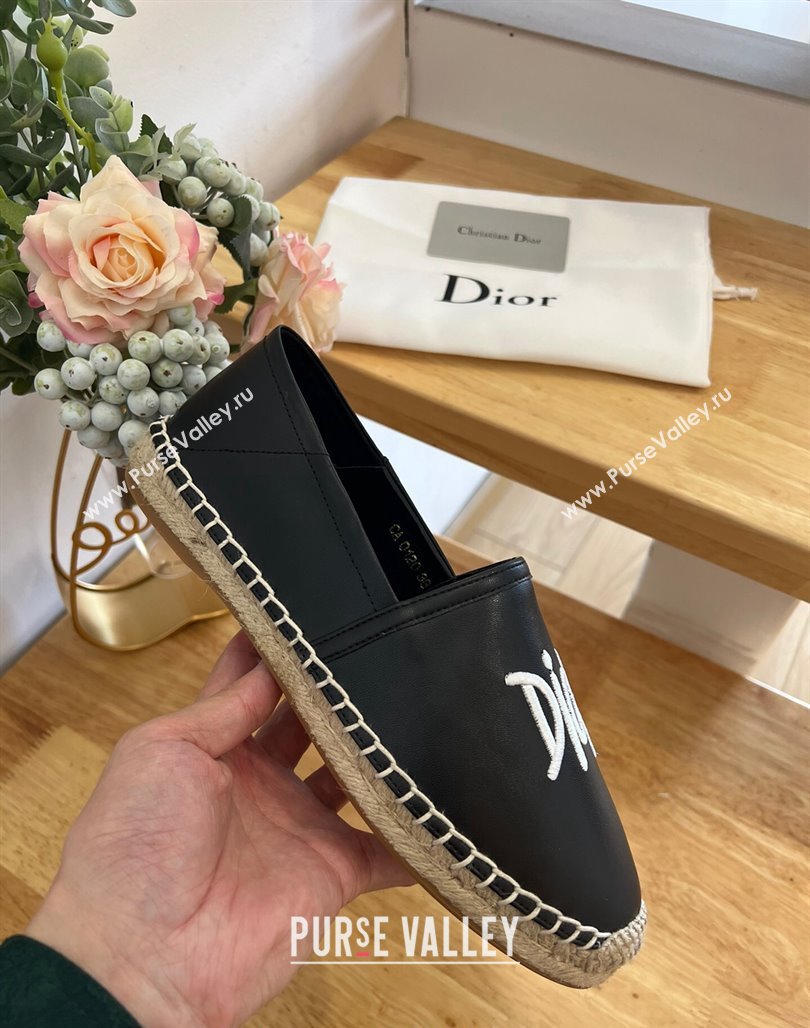 Dior Flat Espadrilles in Embroidered Calfskin Black 2024 0125 (HB-240125092)