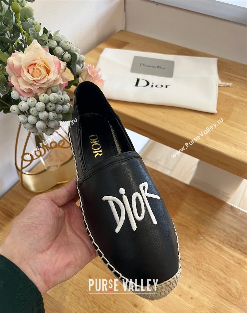 Dior Flat Espadrilles in Embroidered Calfskin Black 2024 0125 (HB-240125092)