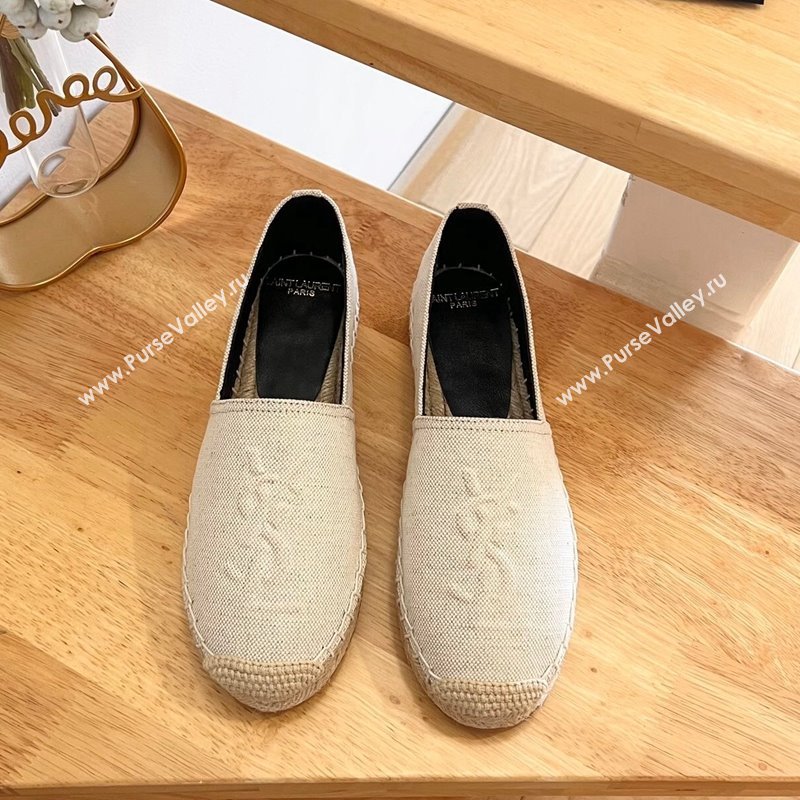 Saint Laurent YSL Espadrilles Flat in Canvas White 2024 0125 (HB-240125068)