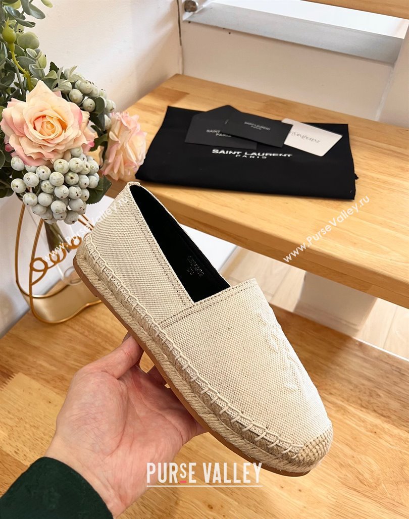 Saint Laurent YSL Espadrilles Flat in Canvas White 2024 0125 (HB-240125068)