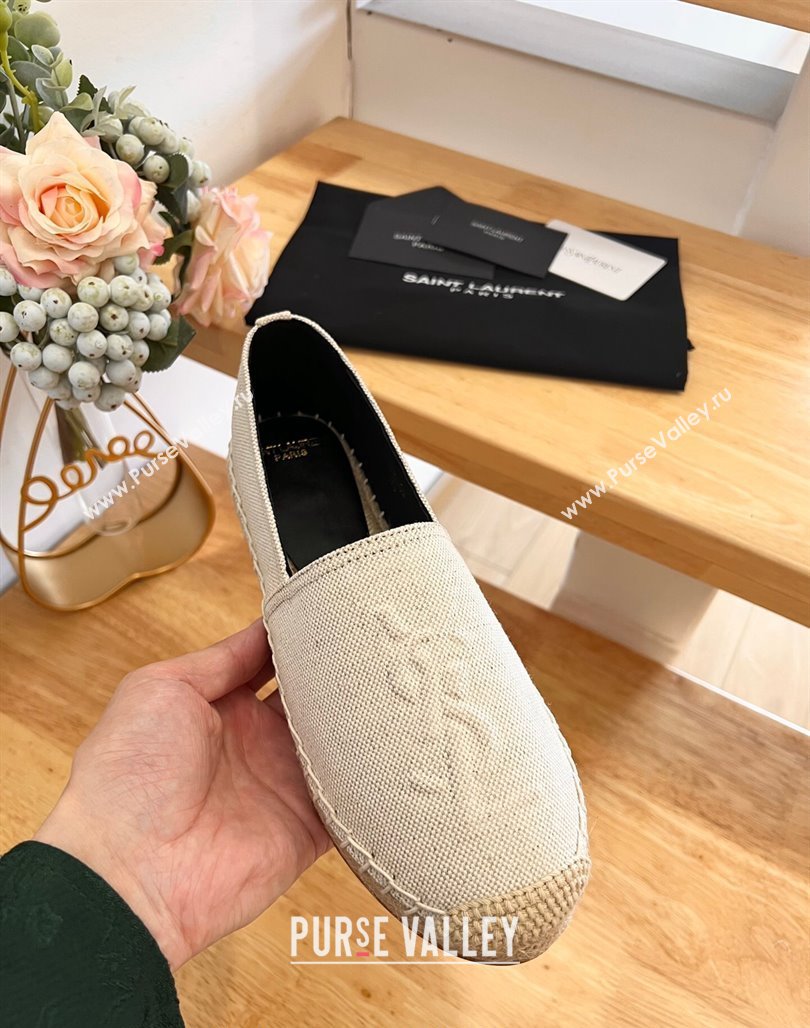 Saint Laurent YSL Espadrilles Flat in Canvas White 2024 0125 (HB-240125068)