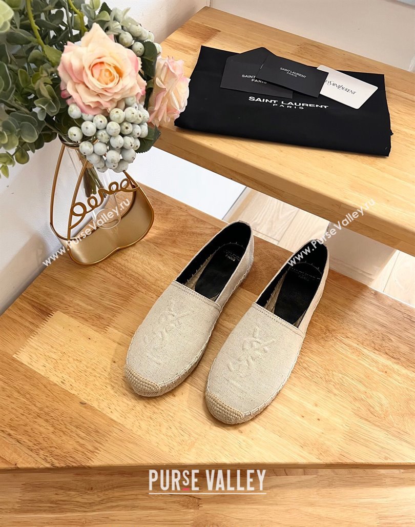 Saint Laurent YSL Espadrilles Flat in Canvas White 2024 0125 (HB-240125068)