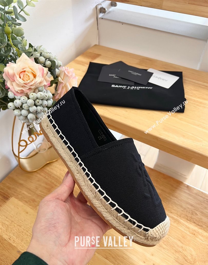 Saint Laurent YSL Espadrilles Flat in Canvas Black 2024 0125 (HB-240125069)