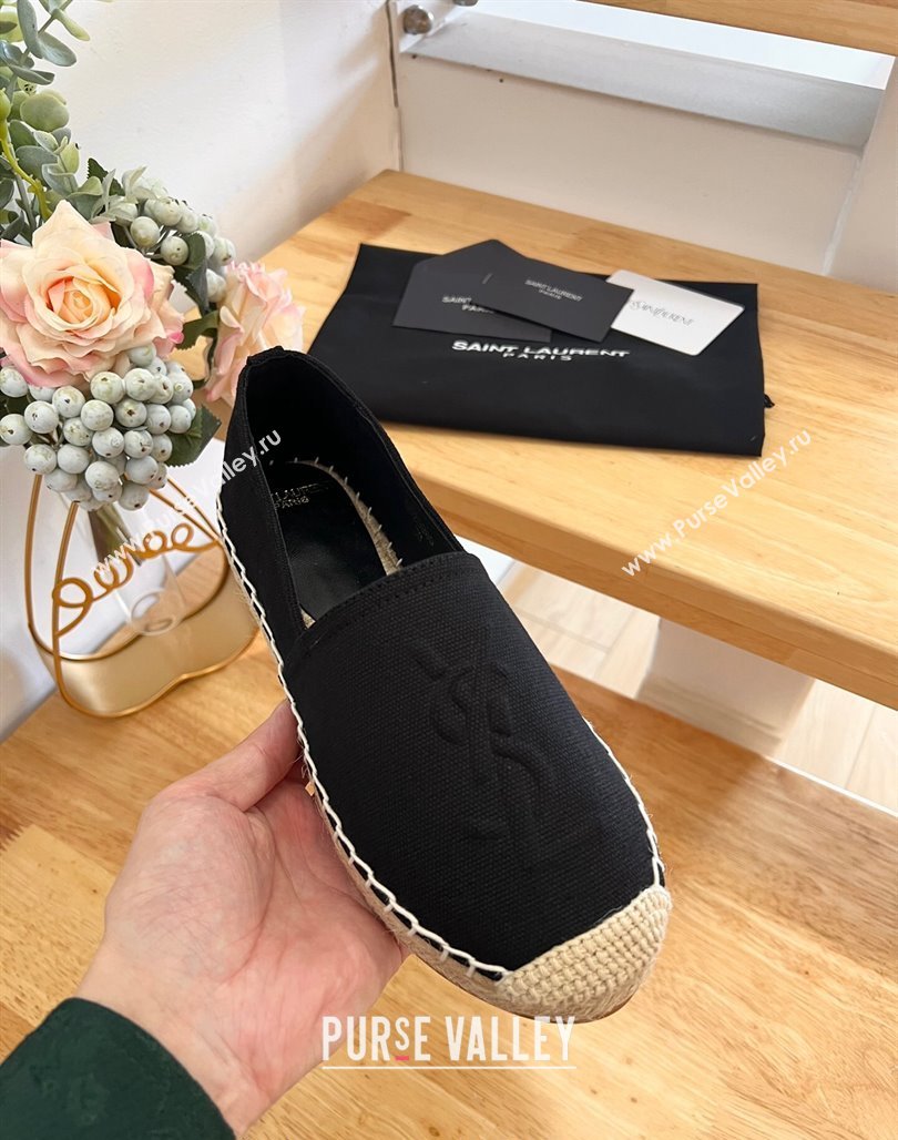 Saint Laurent YSL Espadrilles Flat in Canvas Black 2024 0125 (HB-240125069)