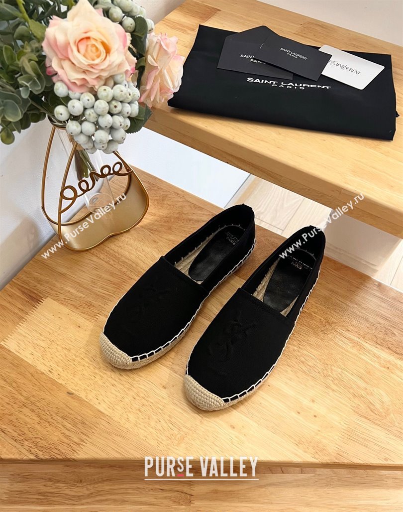 Saint Laurent YSL Espadrilles Flat in Canvas Black 2024 0125 (HB-240125069)