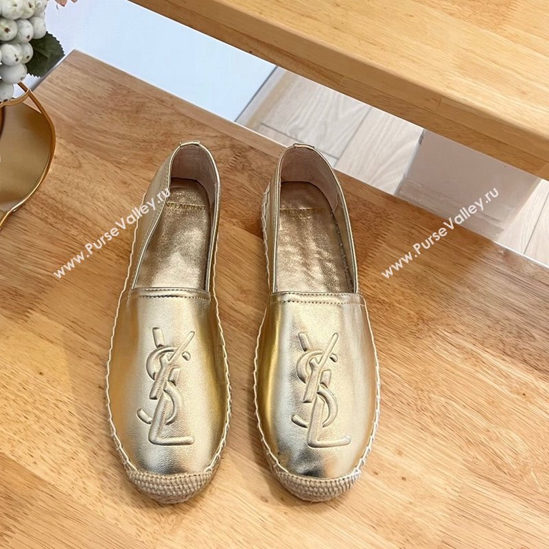 Saint Laurent YSL Espadrilles Flat in Lambskin Gold 2024 0125 (HB-240125070)