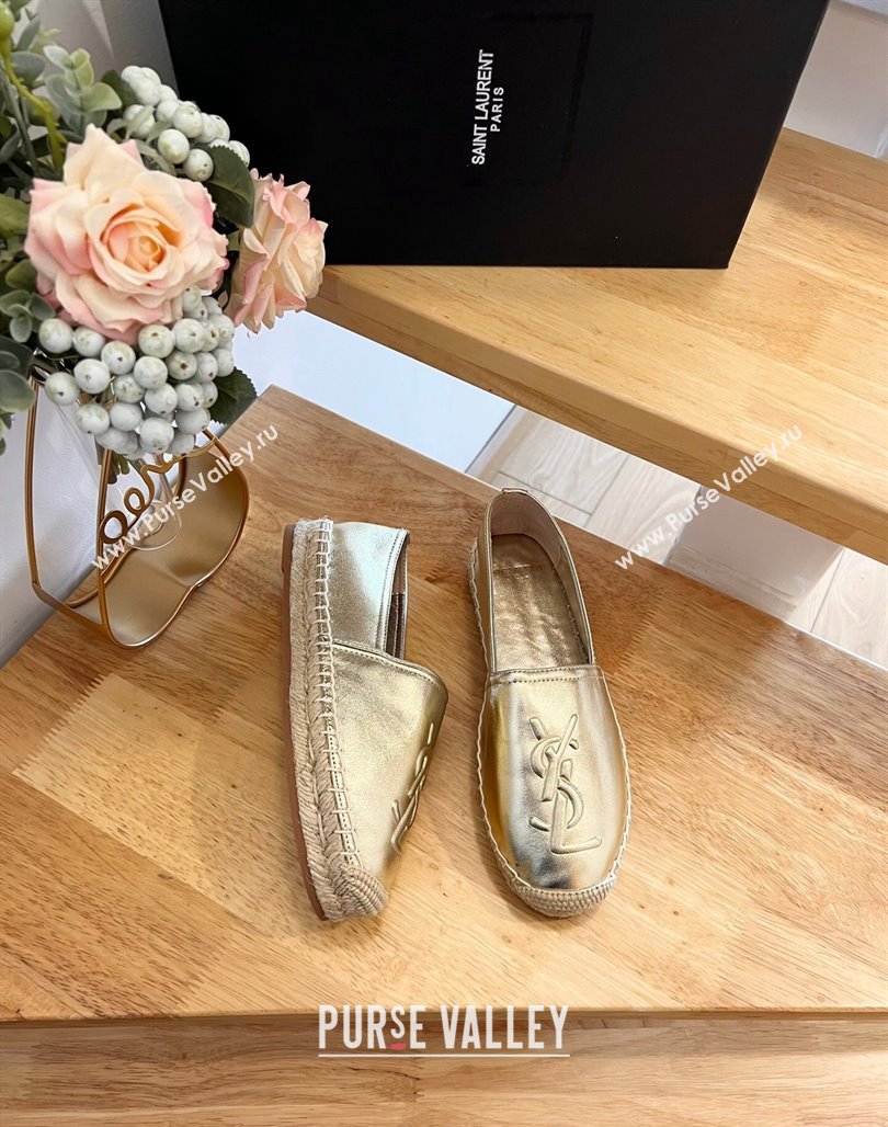 Saint Laurent YSL Espadrilles Flat in Lambskin Gold 2024 0125 (HB-240125070)