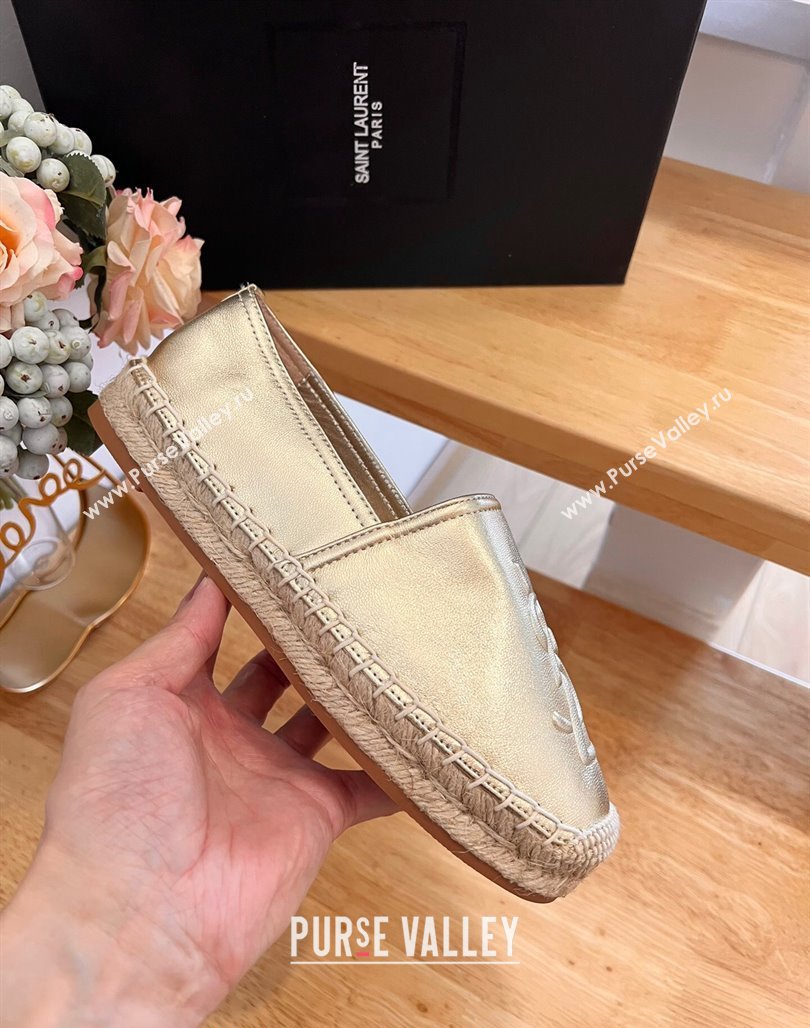 Saint Laurent YSL Espadrilles Flat in Lambskin Gold 2024 0125 (HB-240125070)