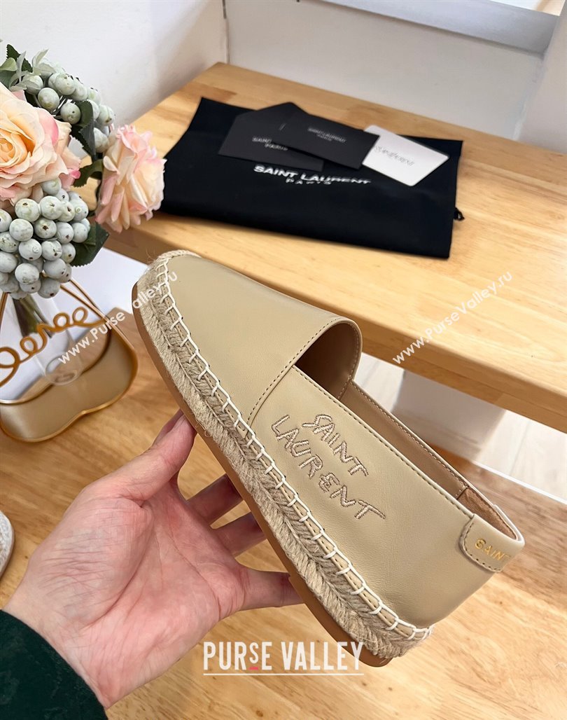 Saint Laurent Signature Espadrilles Flat in Lambskin Apricot 2024 0125 (HB-240125072)