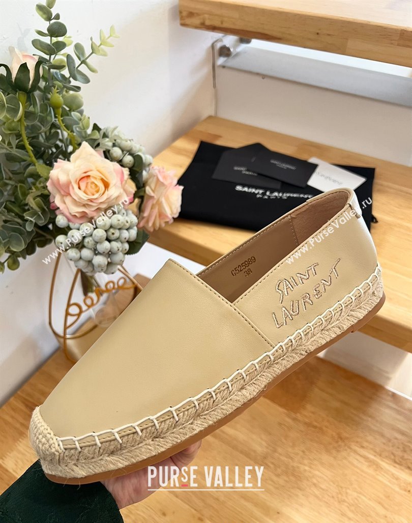 Saint Laurent Signature Espadrilles Flat in Lambskin Apricot 2024 0125 (HB-240125072)