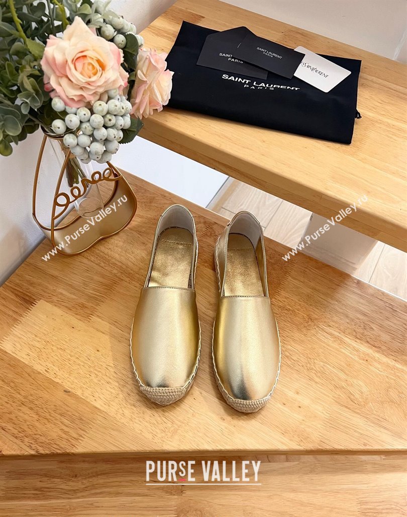 Saint Laurent Signature Espadrilles Flat in Lambskin Gold 2024 0125 (HB-240125073)