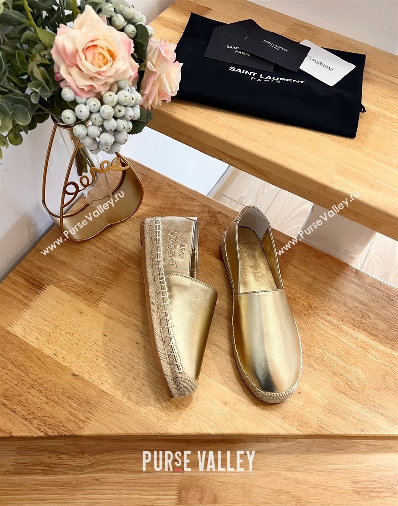 Saint Laurent Signature Espadrilles Flat in Lambskin Gold 2024 0125 (HB-240125073)