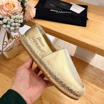 Saint Laurent Signature Espadrilles Flat in Lambskin Gold 2024 0125 (HB-240125073)