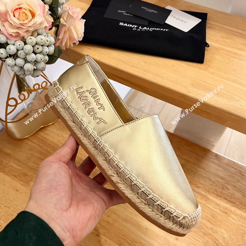 Saint Laurent Signature Espadrilles Flat in Lambskin Gold 2024 0125 (HB-240125073)