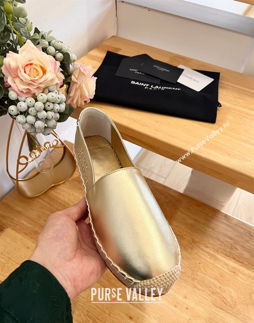 Saint Laurent Signature Espadrilles Flat in Lambskin Gold 2024 0125 (HB-240125073)