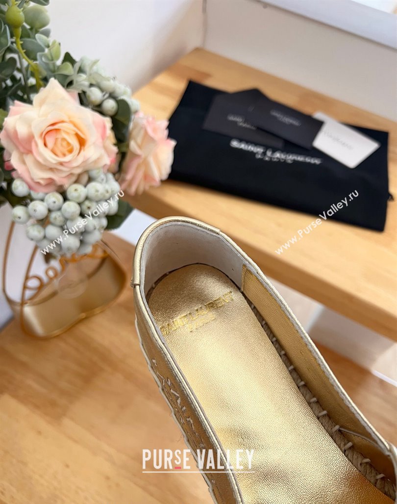 Saint Laurent Signature Espadrilles Flat in Lambskin Gold 2024 0125 (HB-240125073)