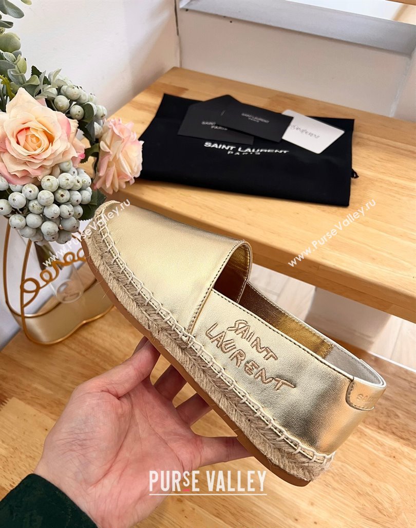 Saint Laurent Signature Espadrilles Flat in Lambskin Gold 2024 0125 (HB-240125073)