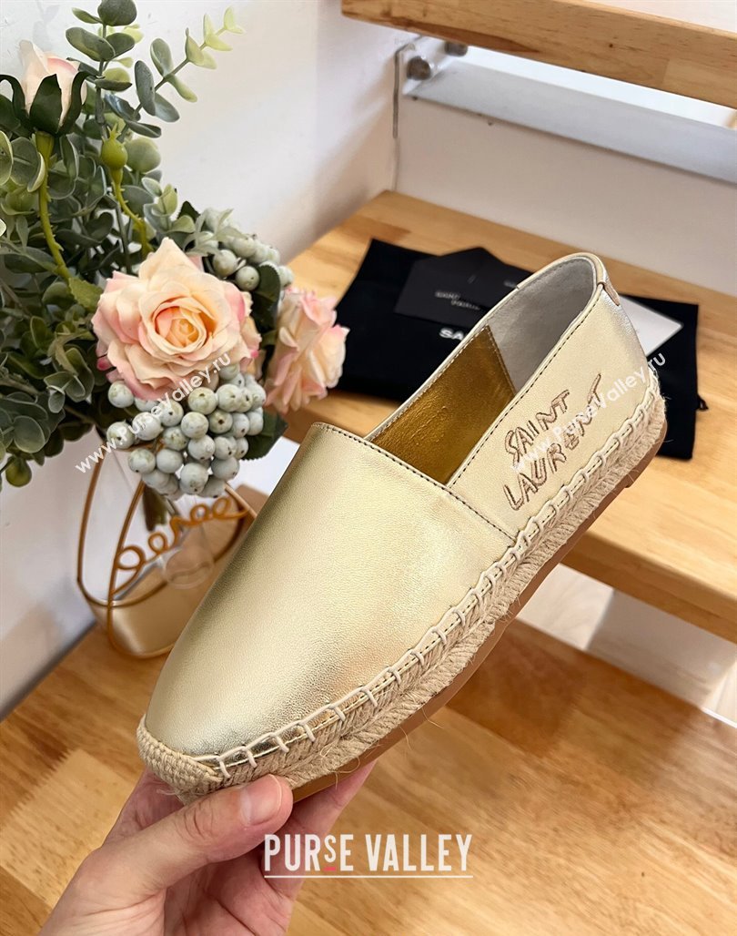 Saint Laurent Signature Espadrilles Flat in Lambskin Gold 2024 0125 (HB-240125073)