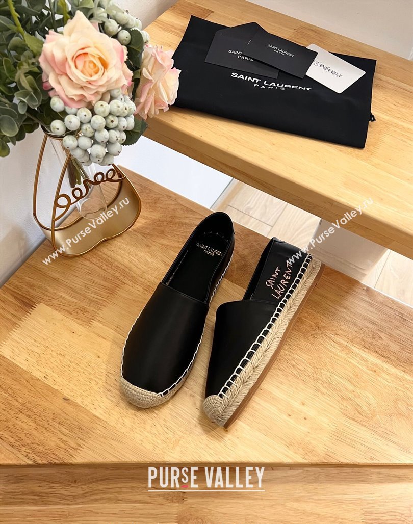 Saint Laurent Signature Espadrilles Flat in Lambskin Black 2024 0125 (HB-240125074)