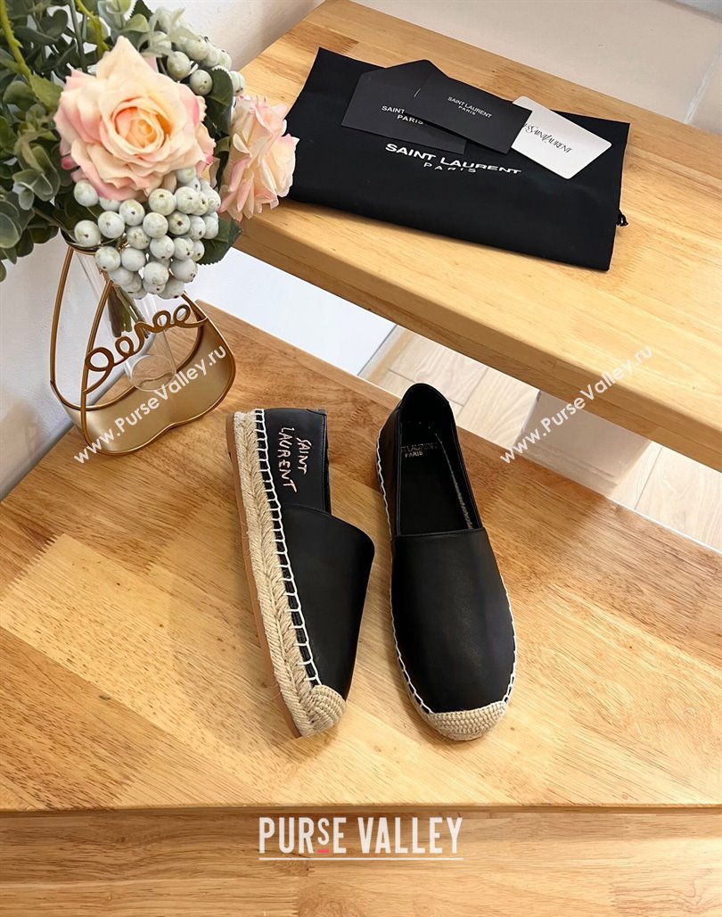 Saint Laurent Signature Espadrilles Flat in Lambskin Black 2024 0125 (HB-240125074)