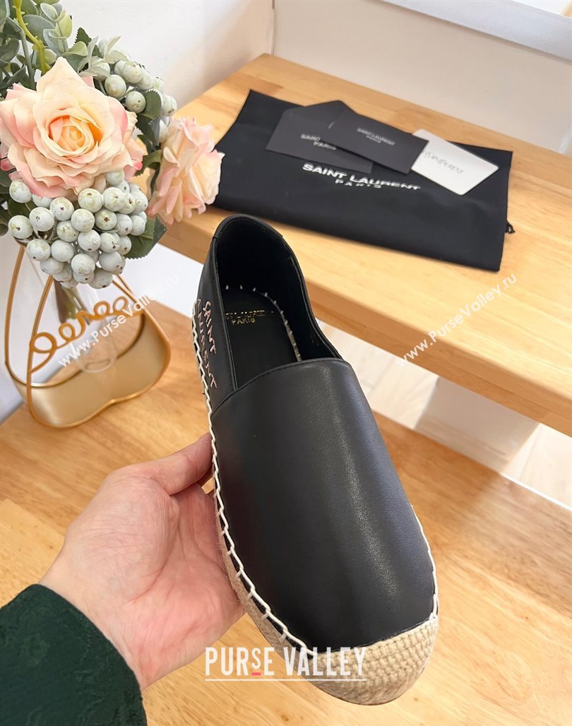 Saint Laurent Signature Espadrilles Flat in Lambskin Black 2024 0125 (HB-240125074)