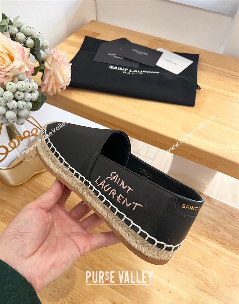 Saint Laurent Signature Espadrilles Flat in Lambskin Black 2024 0125 (HB-240125074)
