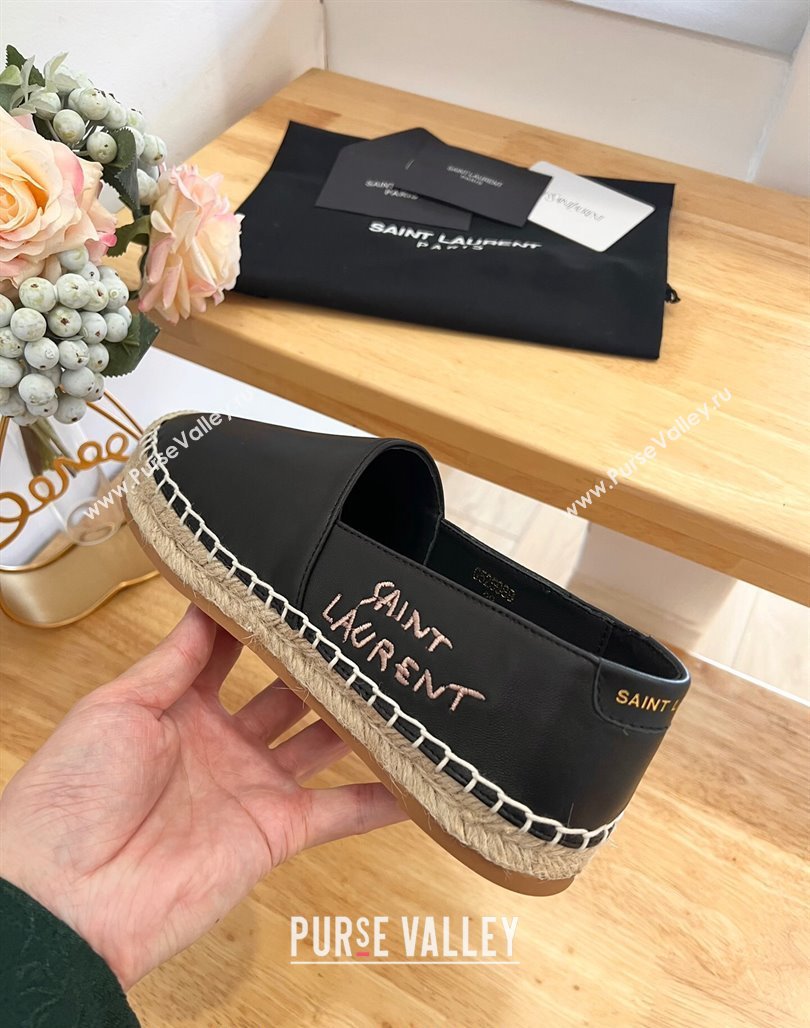 Saint Laurent Signature Espadrilles Flat in Lambskin Black 2024 0125 (HB-240125074)