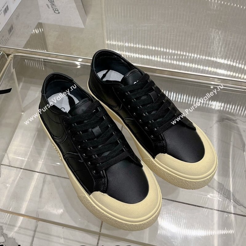 Celine AS-02 Low Lace-up Alan Platform Sneakers 4cm in Calf Leather Black 2024 (ZN-240124113)