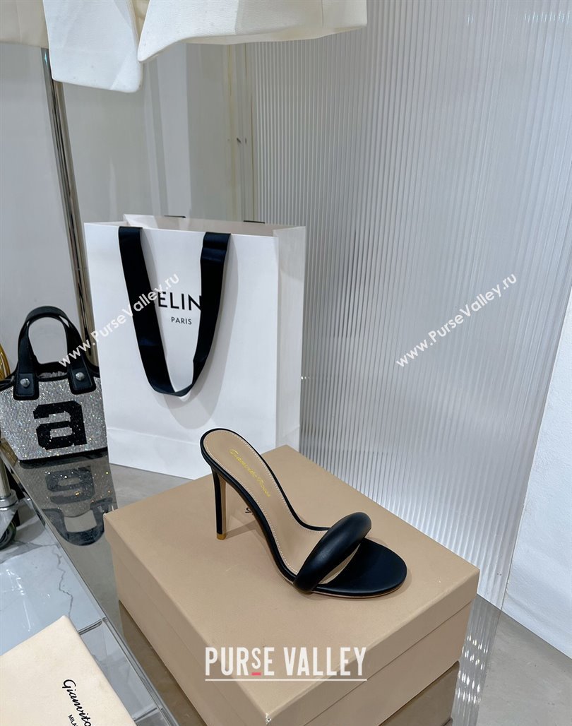 Gianvito Rossi Bijoux Heel Slide Sandals 10.5cm in Nappa Leather Black 2024 0123 (ZN-240123114)