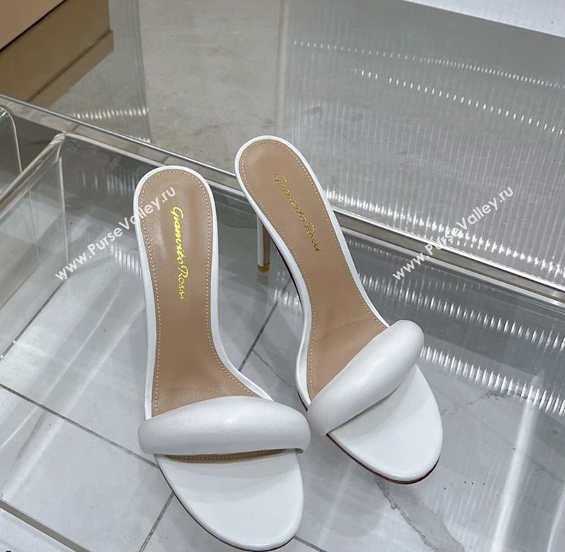 Gianvito Rossi Bijoux Heel Slide Sandals 10.5cm in Nappa Leather White 2024 0123 (ZN-240123115)