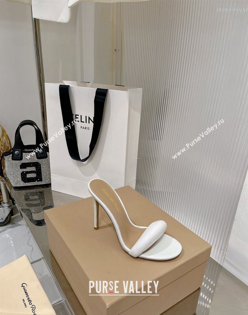 Gianvito Rossi Bijoux Heel Slide Sandals 10.5cm in Nappa Leather White 2024 0123 (ZN-240123115)