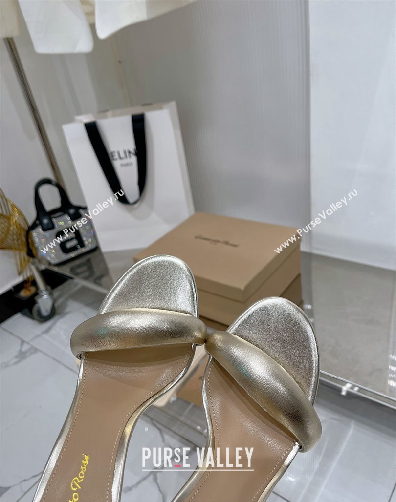 Gianvito Rossi Bijoux Heel Slide Sandals 10.5cm in Nappa Leather Gold 2024 0123 (ZN-240123116)