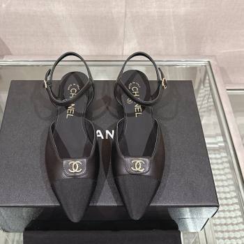 Chanel Lambskin Slingback Flat with CC Foldover 2.5cm Black 2024 0126 (MD-240126045)